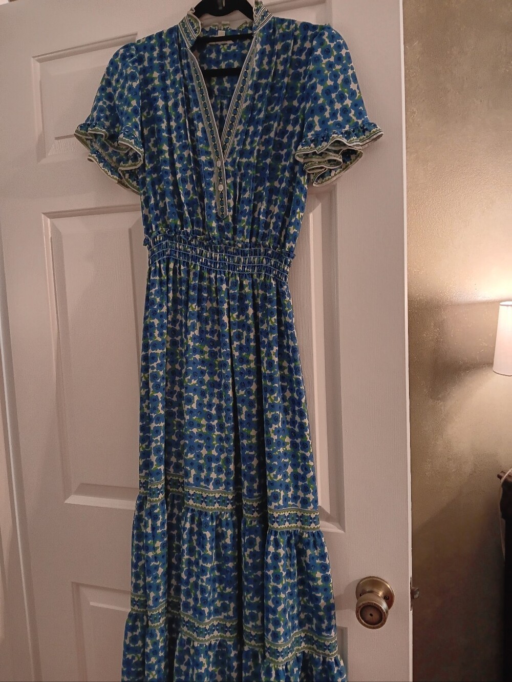 Max Studio Blue and Green Floral Maxi Dress Small
